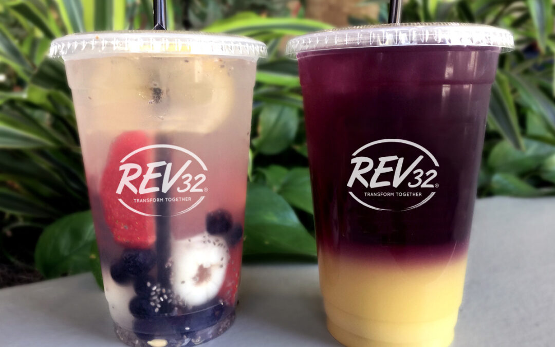 Two refreshing and hydrating drinks in cups