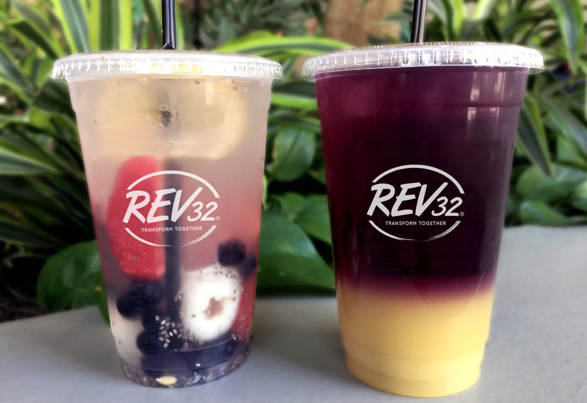 Two refreshing and hydrating drinks in cups